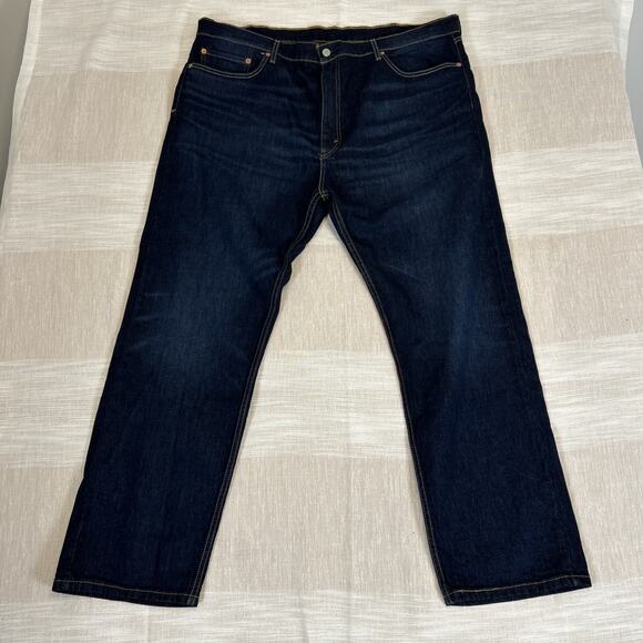 Levi's 505 Men's Jeans Sz 42x30 Regular Fit Dark Blue Wash Great Condition - Picture 1 of 8